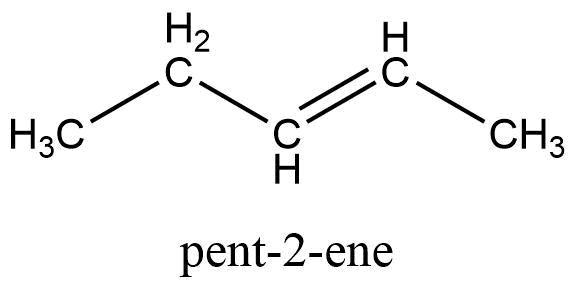 <ol><li><p>Suffix -ene</p></li><li><p>Longest Carbon Chain: e.g 5: pent-</p></li><li><p>Identify space of double bond: e.g between c2 and c3: 2-</p></li><li><p>Combine: pent-2-ene</p></li></ol><p></p>