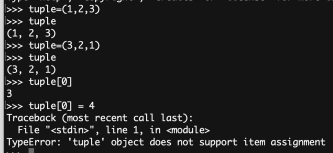 <ul><li><p>marked by () parentheses, and may have 0 or more values</p></li><li><p>variables are mutable, and can be changed</p></li><li><p>the structure itself is not mutable, you can’t update it’s value</p></li><li><p>accessing the first value in the structure using array subscript notation</p></li></ul><p></p>