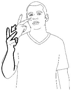 <p>With the &quot;V&quot; sign, point at both your eyes and then move your hand outwards, ending by pointing a the person to whom you are referring</p>