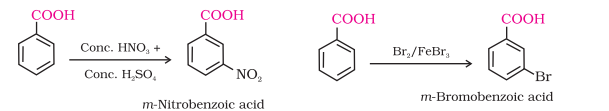 <p>They do not undergo Friedel-Crafts reaction (because the carboxyl group is deactivating and the catalyst aluminium chloride (Lewis acid) gets bonded to the carboxyl group).</p>