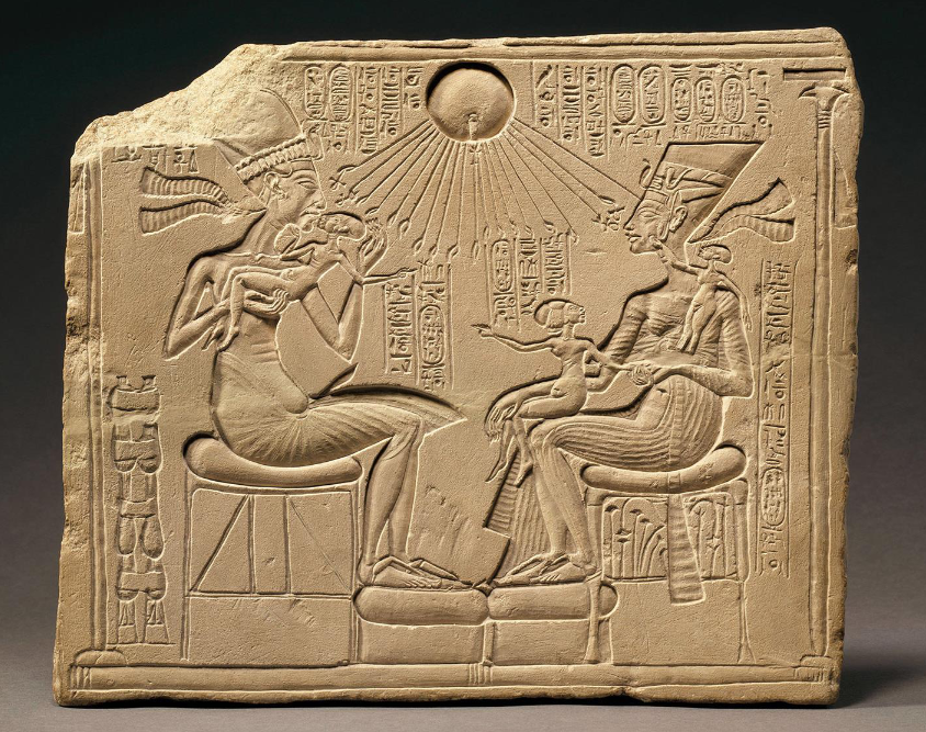 <p>Stele of Akhenaten (Amenhotep IV), Nefertiti, and their children</p>