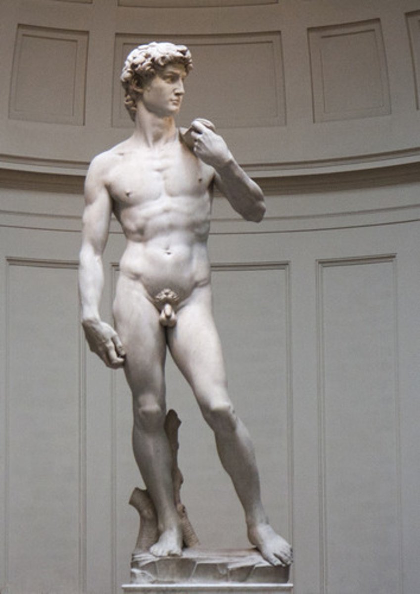 <p>Scroll down to check your work</p><p>Know the Artist, Title, and Why it symbolizes Renaissance art</p><p>Artist: Michelangelo</p><p>Title: David</p><p>Why this piece symbolizes Renaissance art: Michelangelo's David shows how artists in the Renaissance often portrayed humans not realistically, but idealistically. David is meant to symbolize humanity's (and especially Florence's) almost unlimited potential by our own power instead of God's power. (This is a way in which the renaissance departs from Christianity)</p>