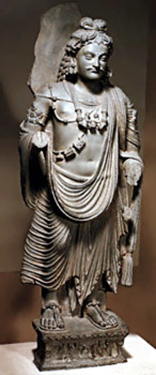 <p>Date: 3rd century CE</p><p>Stylistic Period: Kushan period, India</p><p>Location: Gandhara, India</p><p>Medium: Grey schist</p>
