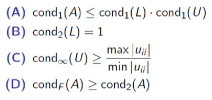 <p>Tegyük fel, hogy az A ∈ Rⁿˣⁿ mátrixnak egyértelműen létezik LU-felbontása. Melyik állítás nem igaz az alábbiak közül?</p><p></p>
