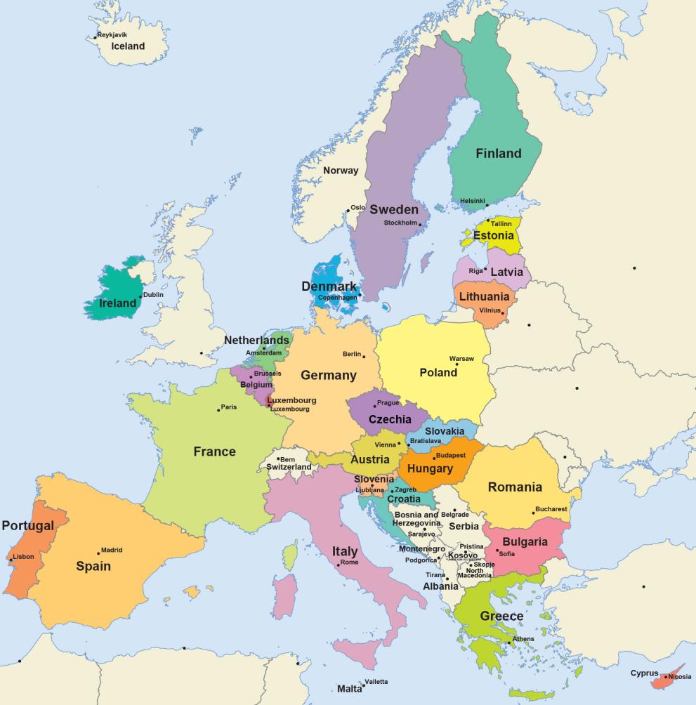 <p>A group of 27 countries in Europe</p>