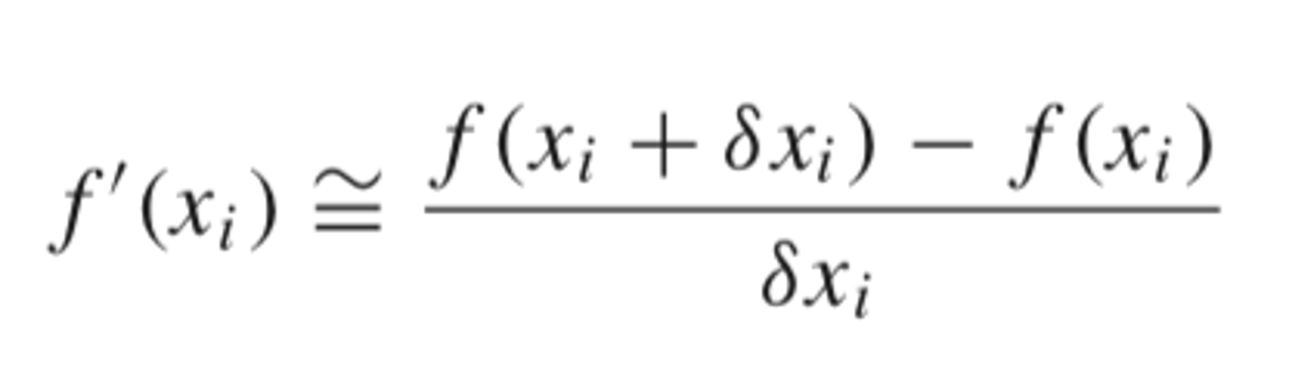 <p>a fractional perturbation of the independent variable to estimate f'(x)<br><br>where sigma is a small perturbation fraction.</p>