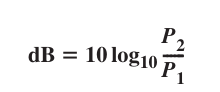 <p>We do dB = 10log<sub>10</sub>(P<sub>2</sub>/P<sub>1</sub>)</p>