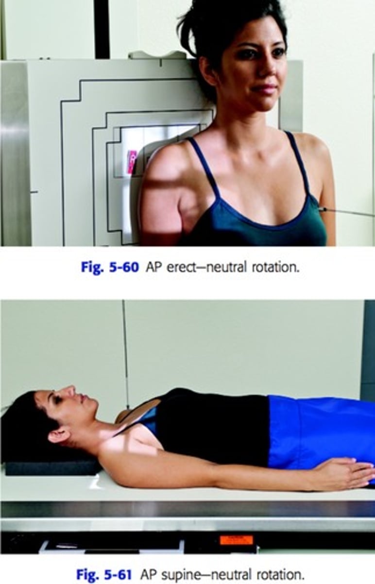 <p>CR perpendicular to mid-scapulohumeral joint</p>