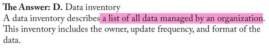 <p>Data inventory</p>
