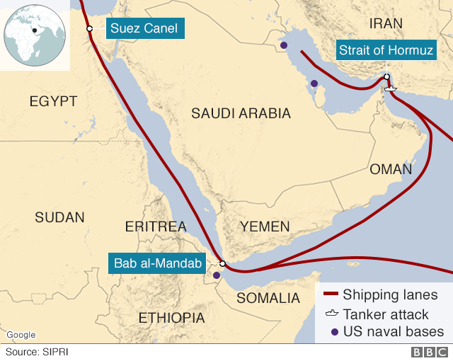 <p>Nearly ____ of all seaborne crude oil (18+ million barrels per day) passes through the <strong>21-mile</strong>-wide opening between Oman and Iran, as well as approximately ____ of all natural gas shipped on tankers.</p>