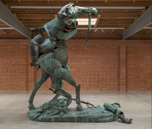 <p>Meaning: <span style="background-color: transparent;"><span>Transforms a removed Confederate statue into a disjointed bronze figure to critique white supremacy, historical trauma, and the myths of the Lost Cause (a myth that reimagines the Civil War as a noble fight for states' rights and Southern honor, not slavery). The work links drones to the persistence of violent ideologies, haunting American history.</span></span></p>