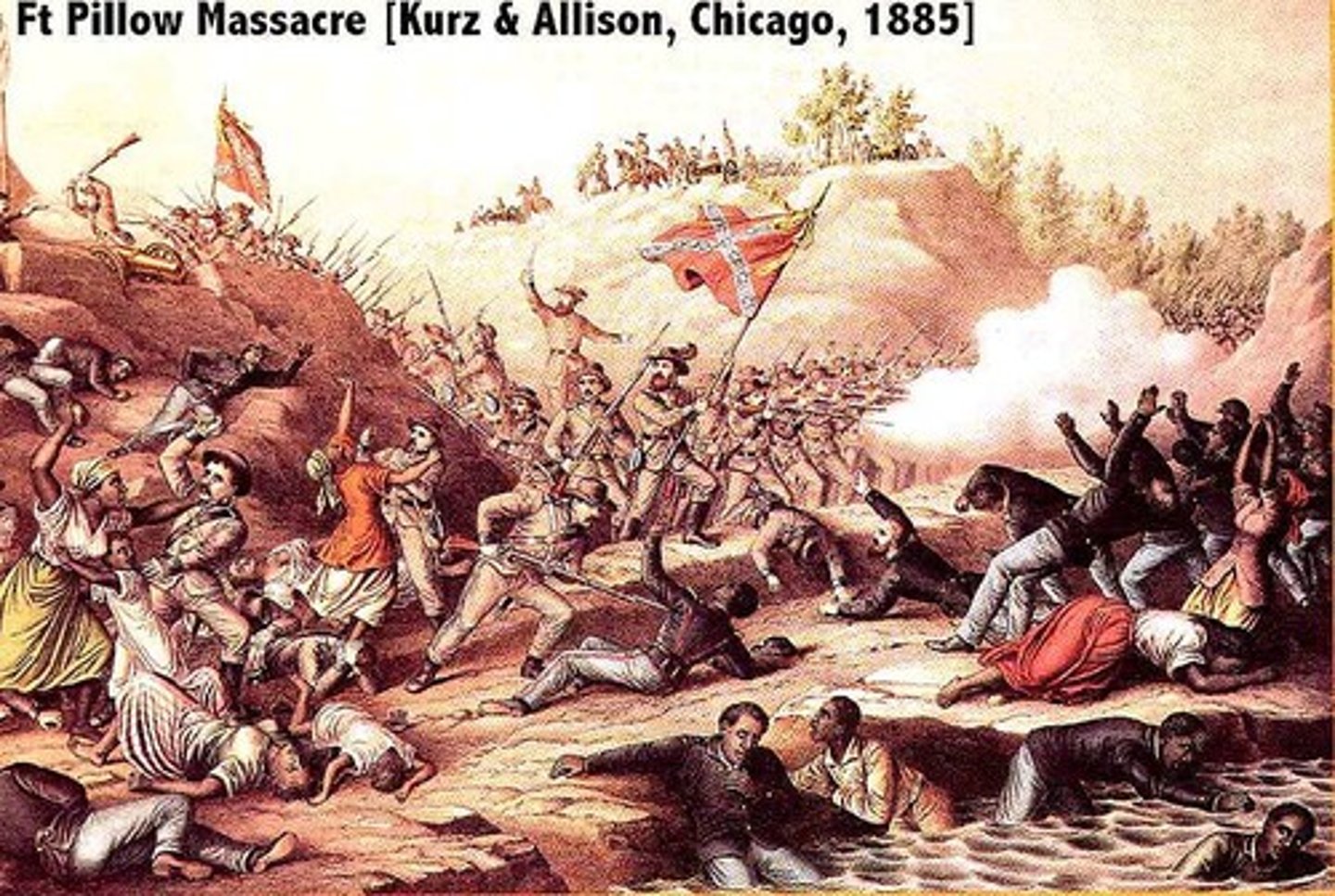 <p>Cry of black units in memory of where several black soldiers surrendered and were executed. The South did not recognize blacks as prisoners of war, and as such, they were slaves in revolt. Once they surrendered, they were executed.</p>