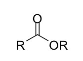 <p>a carbonyl group (C=O) with one R group attached to the carbon and one OR group</p>