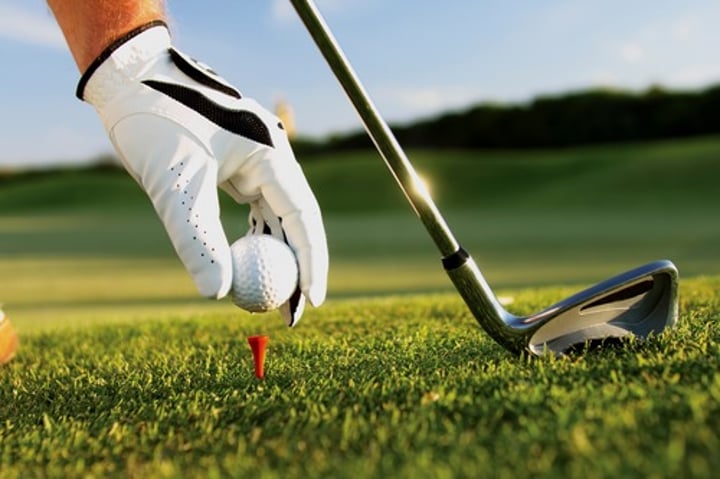 <p>She plays golf.</p>