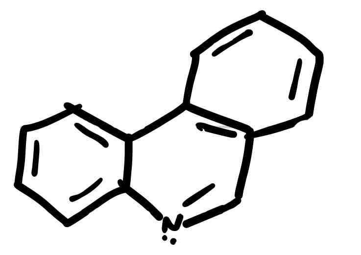 <p>Pyradine + 2 benzene (branched)</p>