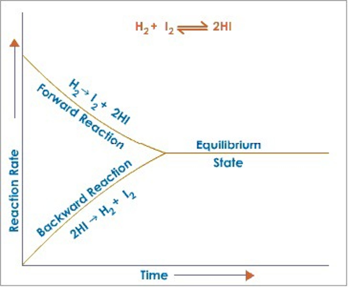 <p>In a chemical reaction, the state in which the rate of the forward reaction equals the rate of the reverse reaction, so that the relative concentrations of the reactants and products do not change with time.</p>