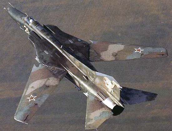 <p>FLOGGER J, MiG-27, МиГ-27 (Chiselled nose, D-shaped intakes, variable sweep wing, Single engine, extended vertical stabiliser)</p>