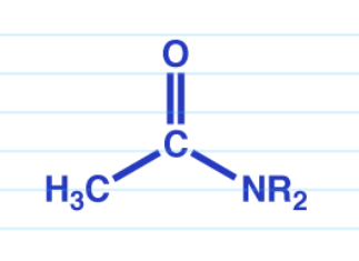 <p>R-NH2</p><p>Works with ammonia, 1 and 2 amines</p>