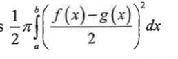 <p>the distance between the curves is the diameter of your circle</p><p>so the volume is… </p>