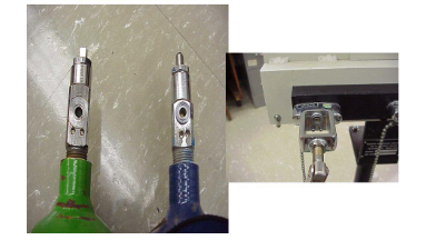 <p>prevent improper attachment of oxygen and nitrous oxide tanks </p>