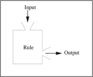 The values you get out of a function or rule after putting in the inputs.