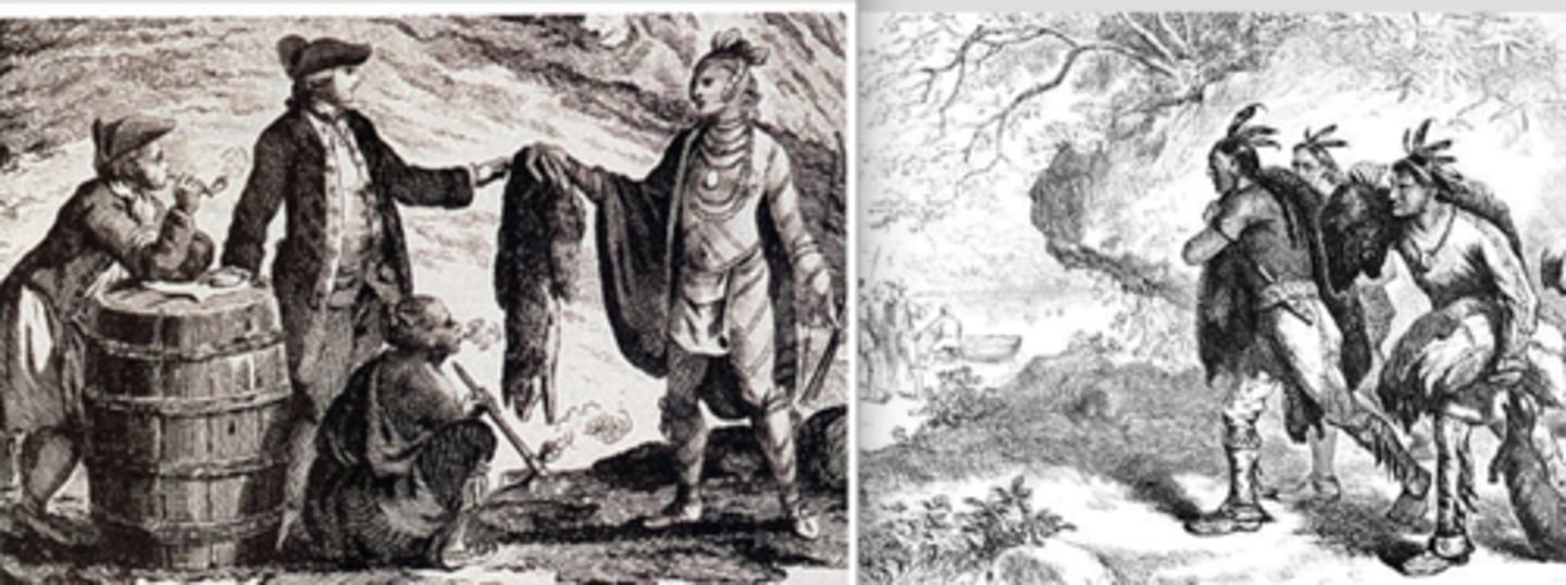 <p>He traded weapons and manufactured goods with the Indians in exchange for animal skins or furs</p>