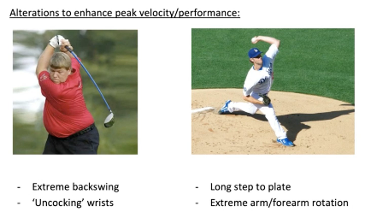 <p>When batting in baseball, when bringing the bat backwards before swing it builds up energy and doesn't last long which is why timing is very important</p>