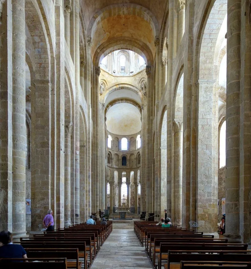 <p>The abbey church of Sainte Foy (Saint Faith) at Conques, France. Built c. 1051-1120, and especially the west portal, from c. 1100, carved in sandstone.</p>