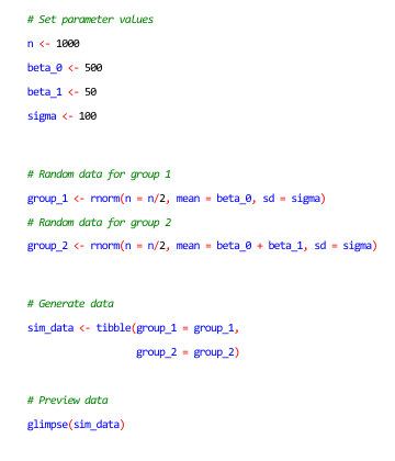 <p>1) set parameter values</p><p>2)random data for group1</p><p>3) random data for group 2</p><p></p><p>→4) generate data</p><p></p>