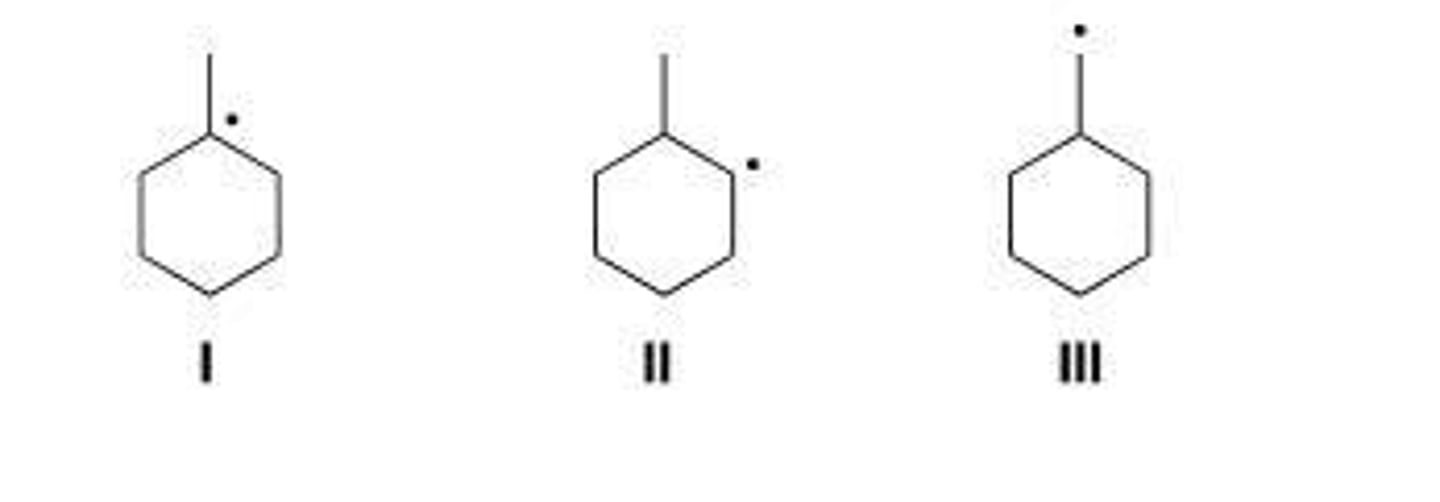 <p>Rank the following radicals in order of increasing stability, putting the least stable first.</p>