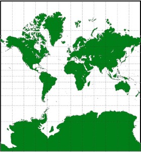 <p><span>A true conformal cylindrical map projection, this projection is particularly useful for navigation because it maintains accurate direction. These projections are famous for their distortion in area that makes landmasses at the poles appear oversized.</span></p>