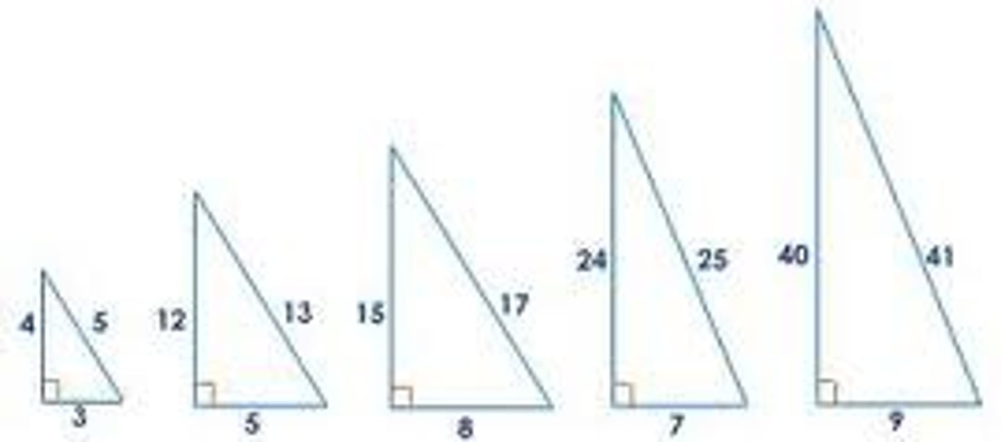 <p>a set of 3 positive integers that satisfy the pythagorean theorem</p>