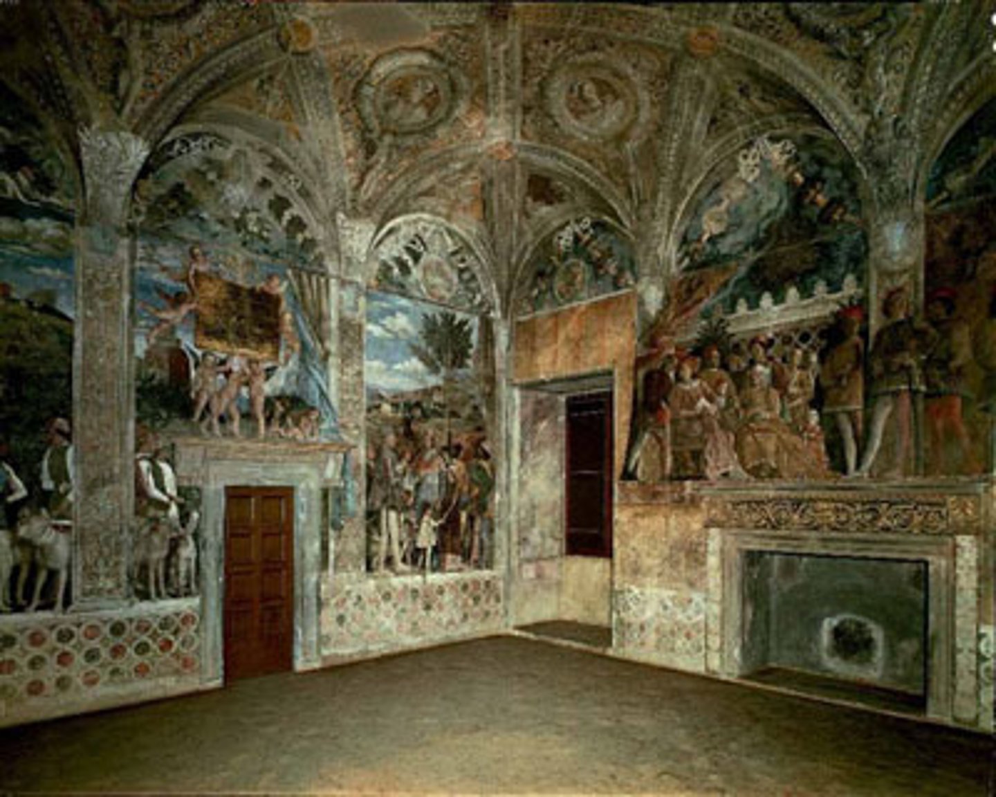 <p>1465-1474. Fresco. Palazzo Ducale, Mantua, Italy</p><p>- Stern and archeological with a statuesque feel </p>
