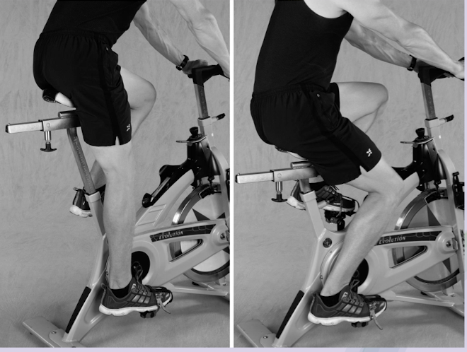 <ul><li><p>Seat height:</p><ul><li><p>Inefficiency and early fatigue</p></li></ul></li><li><p>Height:</p><ul><li><p>Knee slightly bent with sole of foot centered on peddle while in bottom position </p></li></ul></li><li><p>Handlebars</p><ul><li><p>Upright posture </p></li></ul></li></ul><p></p>