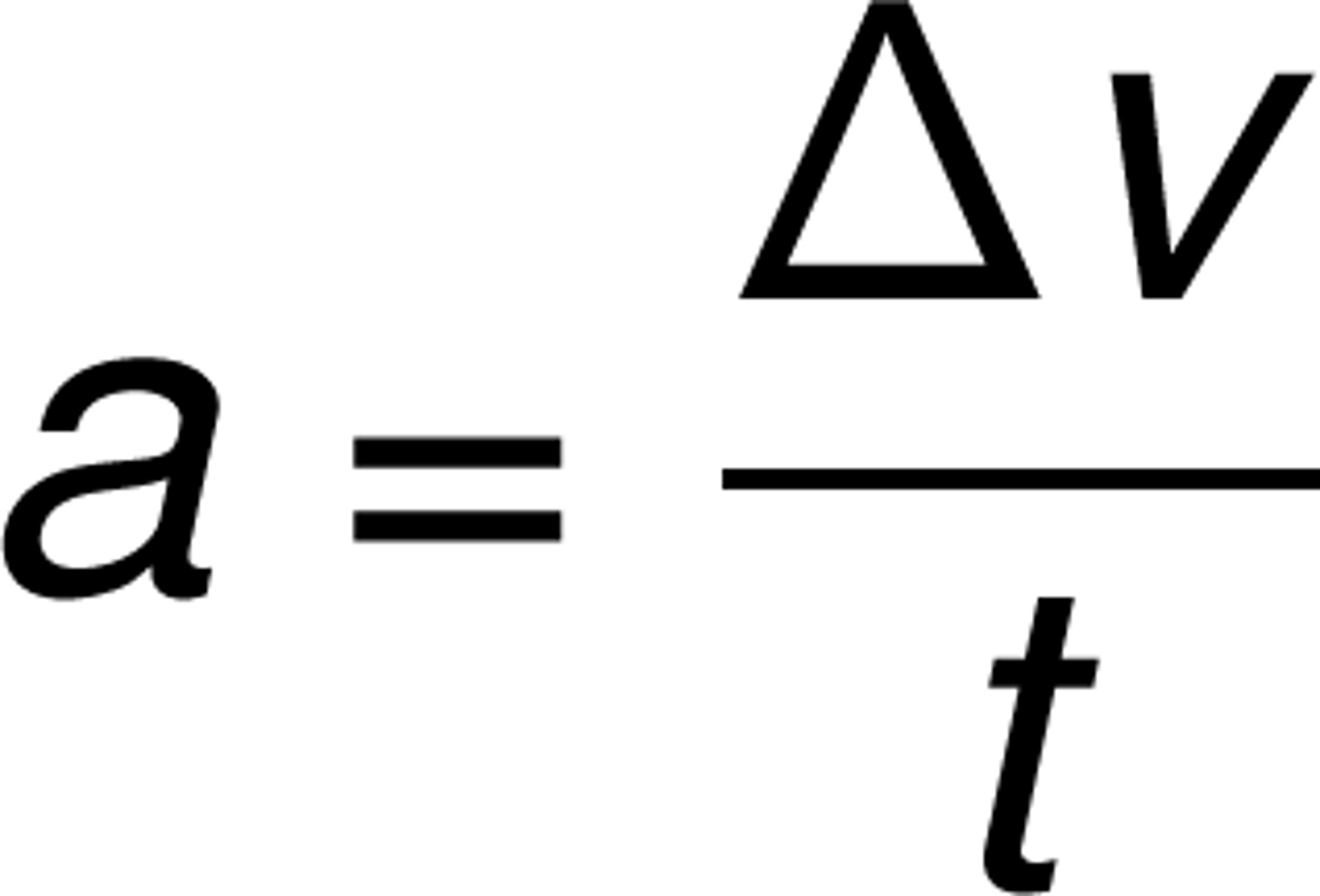 <p>Rate of change of velocity.</p>