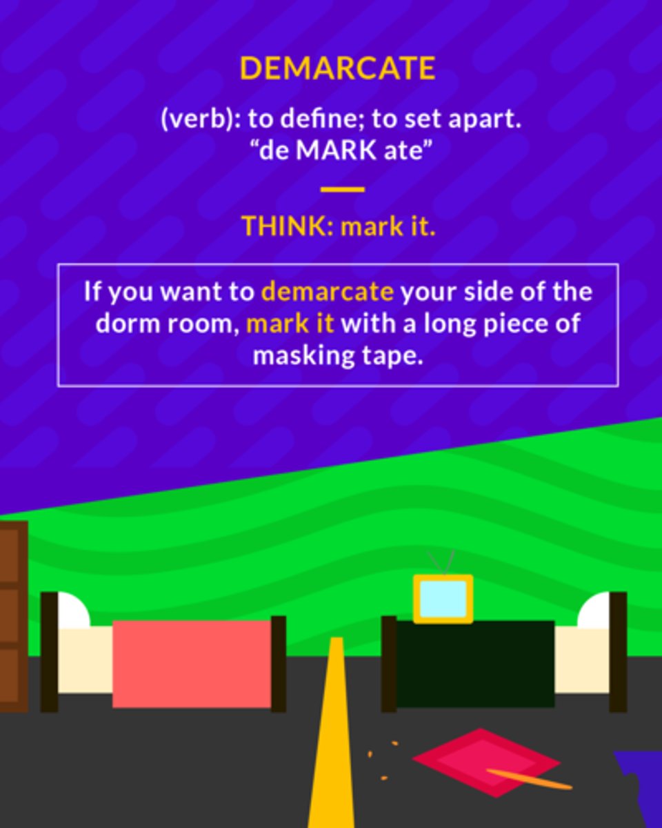 <p>(verb) set the boundaries or limits of</p>