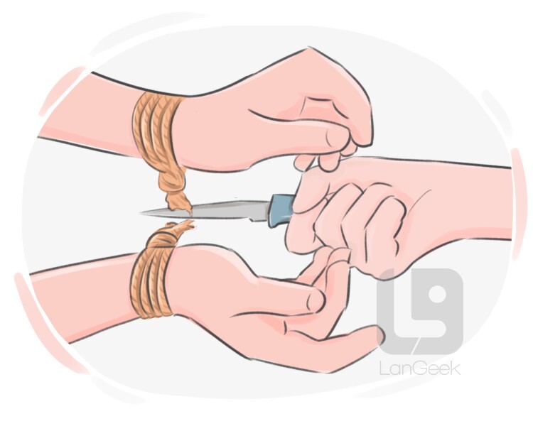 <p>To free; to allow to be known.</p>