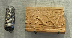Sumer's most famous works of art; they were stone cylinders engraved with designs that when rolled over clay, the designs would leave behind their imprint and each seal left its own distinct imprint showing a person's ownership; it was a way to "sign" documents or decorate other objects