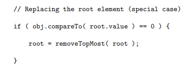 <ul><li><p>removeTopMost(Node&lt;E&gt; current) is where the bulk of the code is </p></li></ul><p></p>