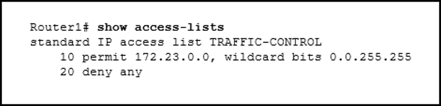 <p>5 deny 172.23.16.0 0.0.15.255</p>