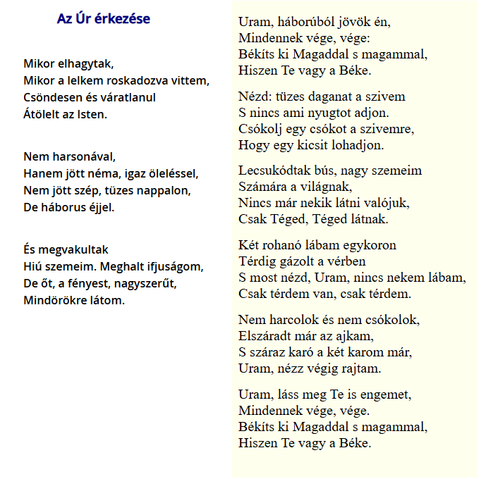 <p>Az Úr érkezése, Imádság háború után</p>