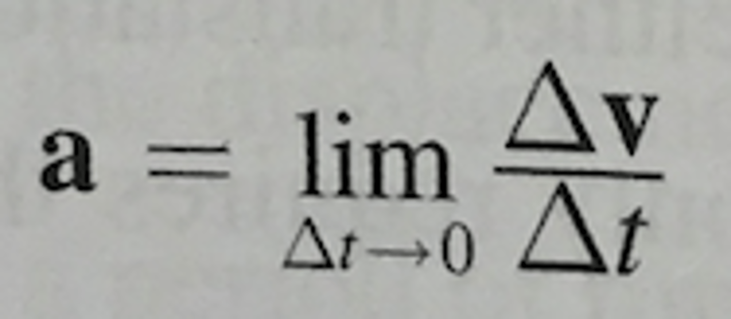 <p>On a graph of v vs. t, slope of tangent line at a given t.</p>