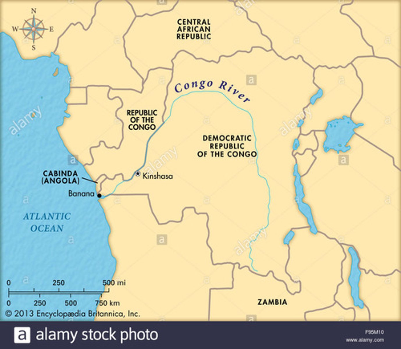 <p>On a map be able to locate a river in Central Africa that flows into the Atlantic Ocean</p>