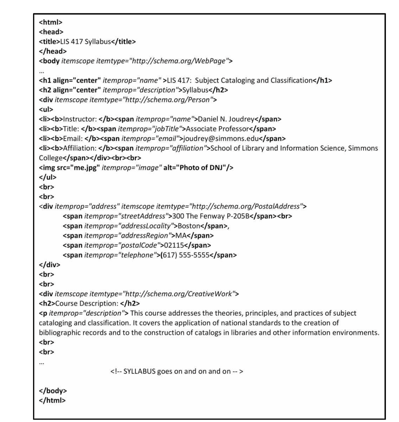 <p>hypertext markup language; developed for the creation of web pages; a basic markup language that allows almost anyone to be a web author. It defines the content, the layout, and the formatting of web documents. It provides for creation of a simple structure, enables display of images, and provides for establishment of links between documents.</p><p><span>Document-centric standard for web resources - Hypertext Markup Language; code that helps make the data found within websites more meaningful to search engines and web crawlers (31); a scheme for encoding text, pictures, and the like so they can be displayed using various programs as the coding is entirely made of ASCII text</span></p><p>it is possible to encode rudimentary metadata; it was rare to find metadata encoded in HTML, but major search engines are beginning to trust metadata annotations that are being embedded within the HTML coding of web docs</p><p>has been criticized as being too simplistic b/c it focuses on display aspects and was not good at representing complex doc structures (186-188)</p>