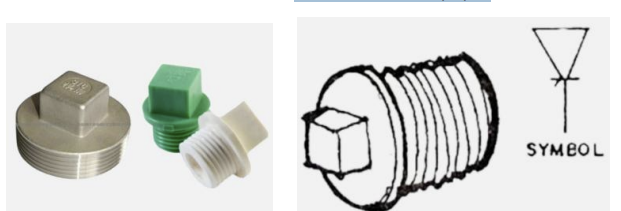 <p>• An externally threaded fitting usually with square head • Used to close the end of a pipe</p>