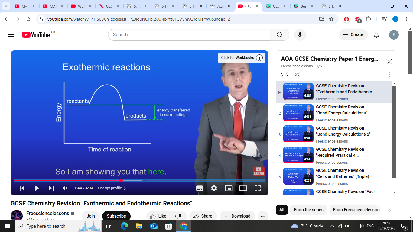 <p>reactants to the products</p>