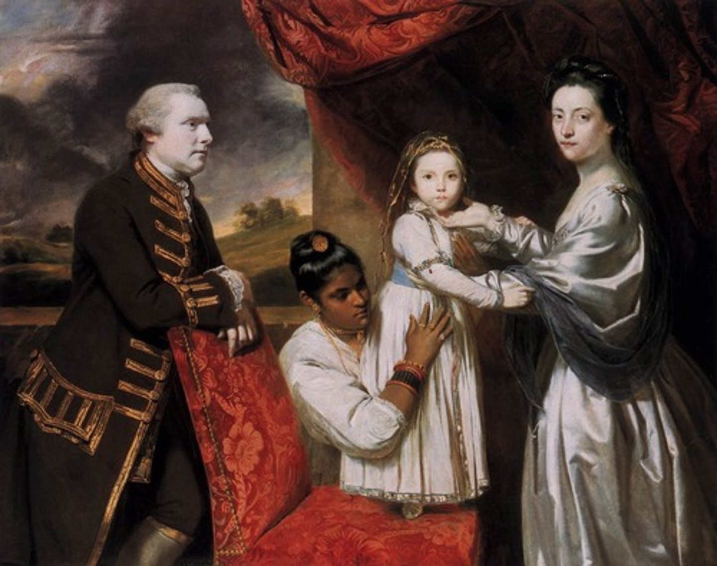<p>George Clive and his family with an Indian maid</p>