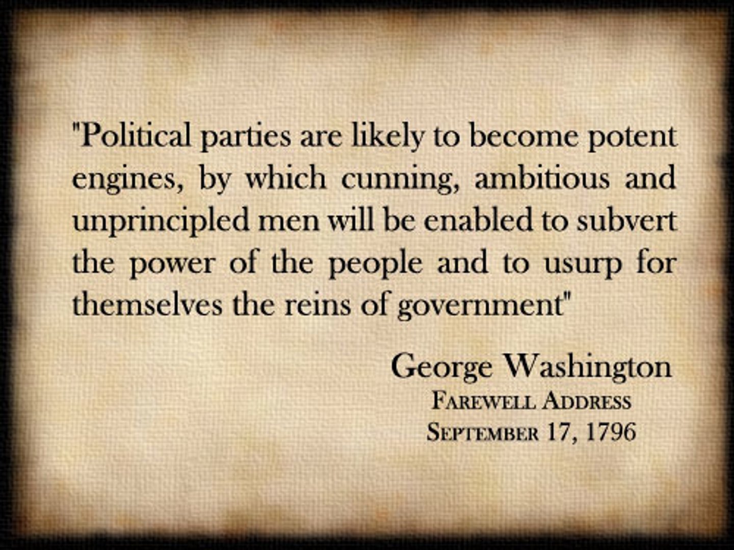 <p>Warned Americans not to get involved in European affairs, not to make permanent alliances, not to form political parties and to avoid sectionalism.</p>