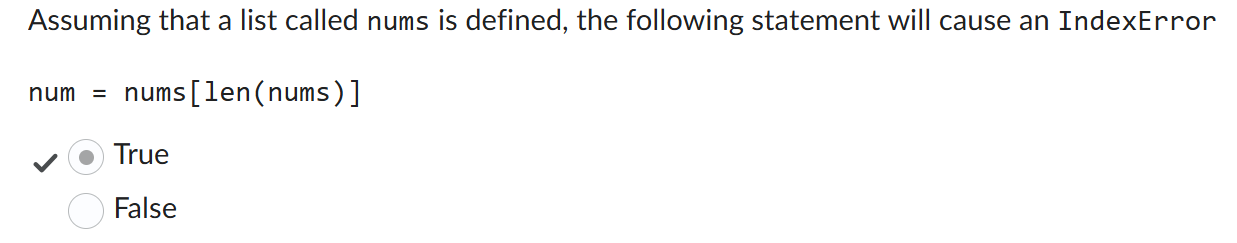 <p>Why does this produce an index error</p>