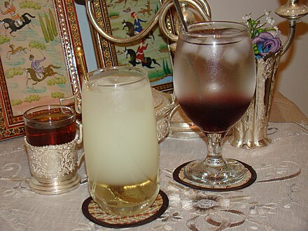 <p>sharbat (sweet drink made from fruit or flower petals) </p>